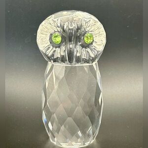 Oleg Cassini Crystal Owl Paperweight Figurine 3927 Green Eyes
